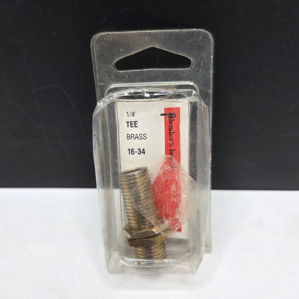 Plumber's Brass 1/4" Tee Fitting 16-34 Gold Tone NPT Threaded New Old Stock